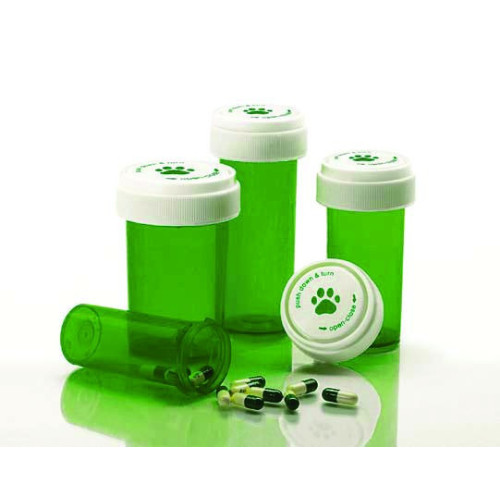 Pet Print GREEN 30cc Child Resistant Vials Includes Caps  (8D) *410