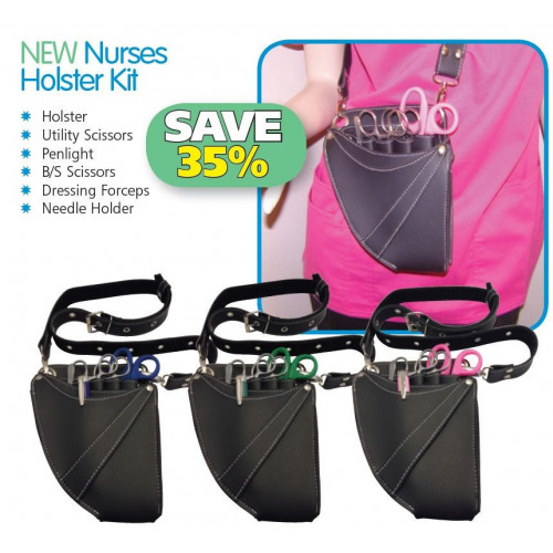 Nurses Holster Kit PINK (DD) includes Scissors, Penlight, Forceps and Needle Holder*1
