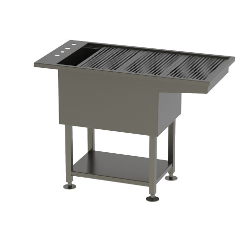 Tub Table w/ under shelf - All stainless steel construction with Knee Space 160x61x91.5cm* 1