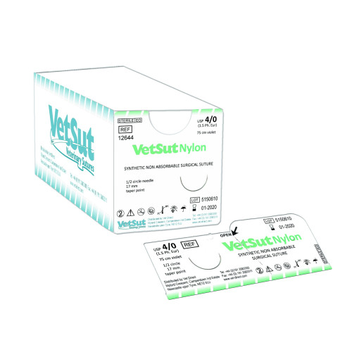 VetSut Nylon Monofil 2/0 (3M) Needle 3/8 CIR CUT 26mm 75cm 
