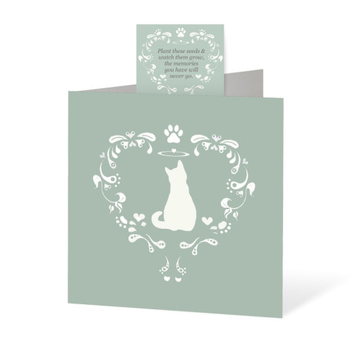 Sympathy Card with Seed Pack - Heart Cat