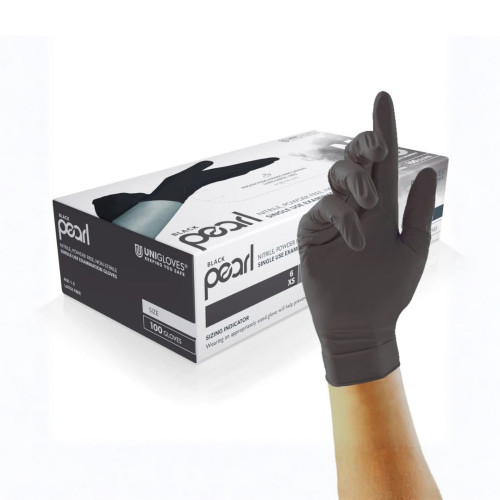 Pearl Nitrile Powder Free Gloves Black M