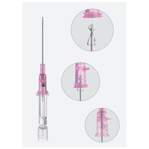 Introcan Safety Straight Polyurethane Catheter 20g x 1 1/4inch Pink