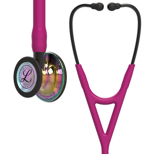 3m Littmann Cardiology Stethoscope with High Polish Rainbow, Raspberry Tube, Smoke Stem and Smoke Headset