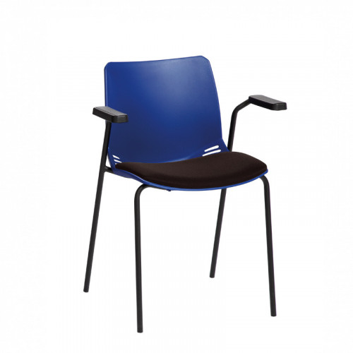 Neptune client seats with Anti-bacterial vinyl seat pads with arms Blue Seat and Black Vinyl Pad