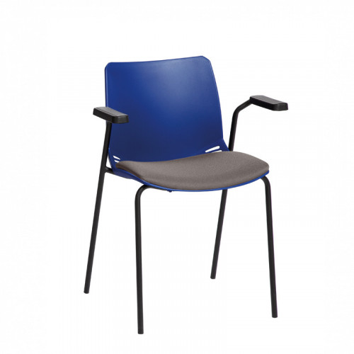 Neptune client seats with Anti-bacterial vinyl seat pads with arms Blue Seat and Grey Vinyl Pad
