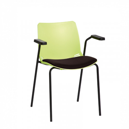 Neptune client seats with Anti-bacterial vinyl seat pads with arms Green Seat and Black Vinyl Pad