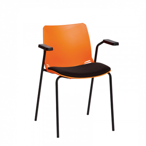 Neptune client seats with Anti-bacterial vinyl seat pads with arms Orange Seat and Black Vinyl Pad