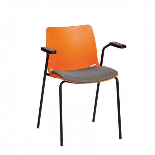 Neptune client seats with Anti-bacterial vinyl seat pads with arms Orange Seat and Grey Vinyl Pad