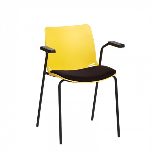 Neptune client seats with Anti-bacterial vinyl seat pads with arms Yellow Seat and Black Vinyl Pad