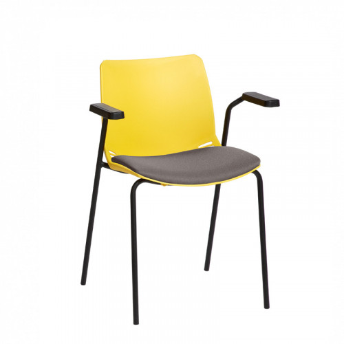 Neptune client seats with Anti-bacterial vinyl seat pads with arms Yellow Seat and Grey Vinyl Pad
