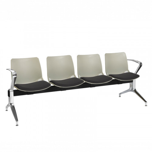 Neptune visitor seat bench modules with moulded seats and Anti-bacterial vinyl seat pads with chrome arms and legs. Available in 7 modern and vibrant colours. 4 Seat Green/Black