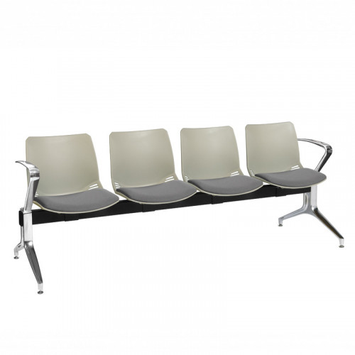 Neptune visitor seat bench modules with moulded seats and Anti-bacterial vinyl seat pads with chrome arms and legs. Available in 7 modern and vibrant colours. 4 Seat Grey/Grey