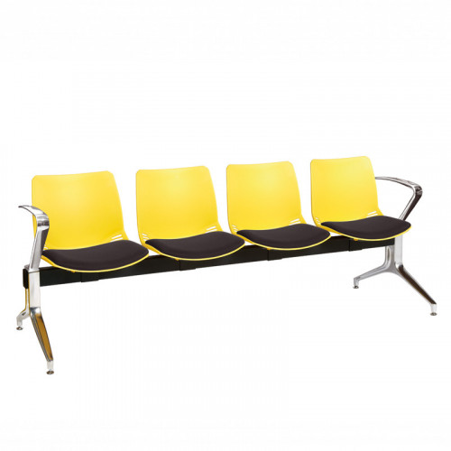 Neptune visitor seat bench modules with moulded seats and Anti-bacterial vinyl seat pads with chrome arms and legs. Available in 7 modern and vibrant colours. 4 Seat Yellow/Black