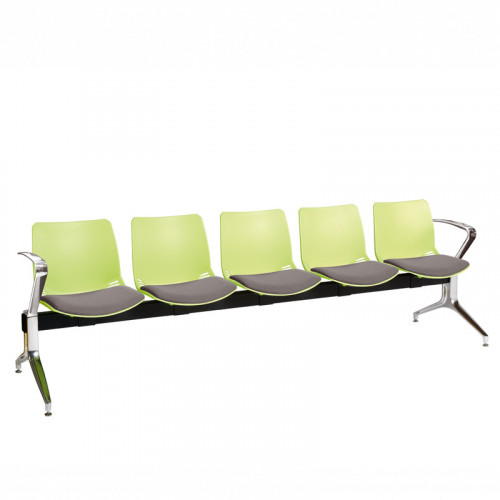 Neptune visitor seat bench modules with moulded seats and Anti-bacterial vinyl seat pads with chrome arms and legs. Available in 7 modern and vibrant colours. 5 Seat Green/Grey
