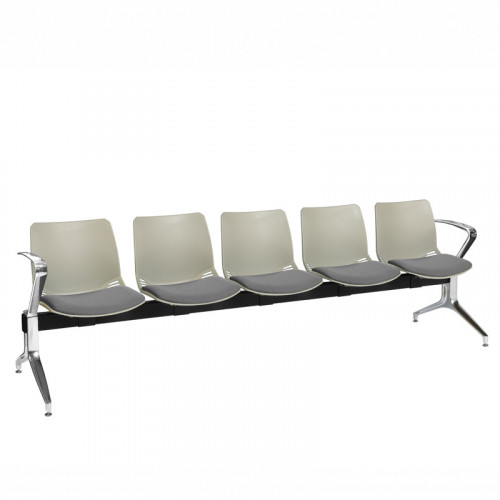 Neptune visitor seat bench modules with moulded seats and Anti-bacterial vinyl seat pads with chrome arms and legs. Available in 7 modern and vibrant colours. 5 Seat Grey/Grey