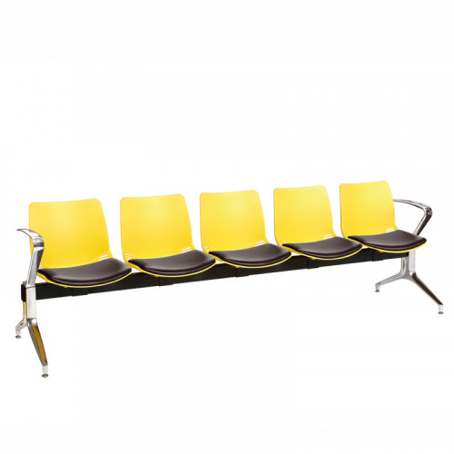 Neptune visitor seat bench modules with moulded seats and Anti-bacterial vinyl seat pads with chrome arms and legs. Available in 7 modern and vibrant colours. 5 Seat Yellow/Black