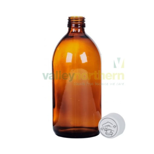 Pharmasafe Capped Glass Medicine Bottle 500ml