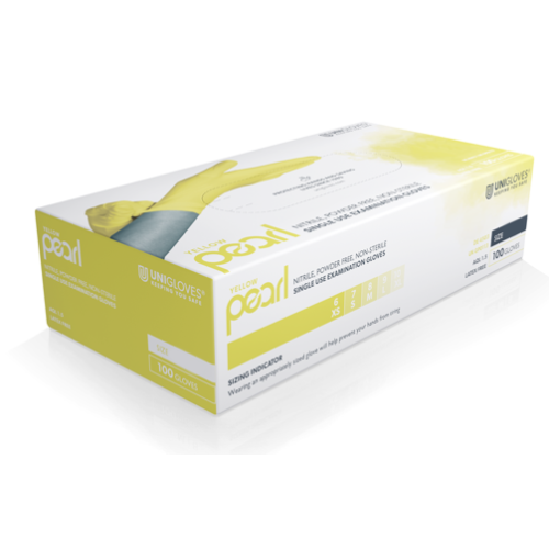 Pearl Nitrile Powder Free Gloves Yellow XL