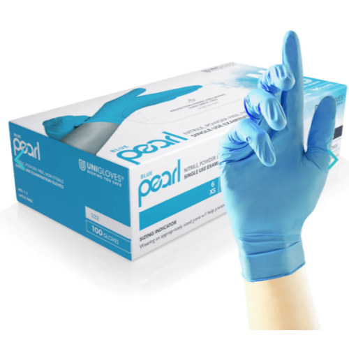 Pearl Nitrile Powder Free Gloves Blue XS