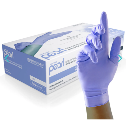 Pearl Nitrile Powder Free Gloves Sapphire L