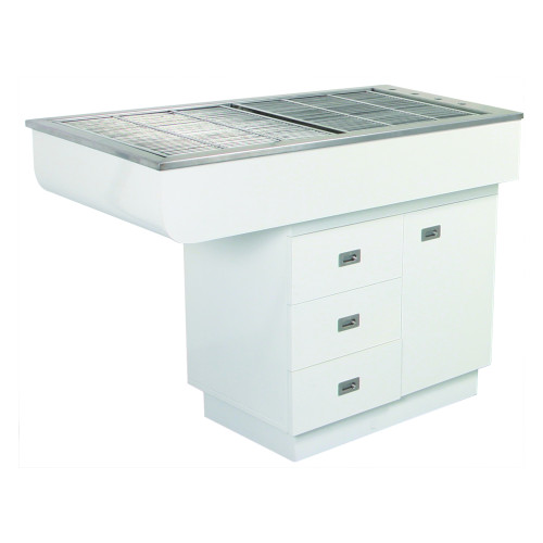 Prep Tub Table Stainless with Storage Left Handed Overhang 140cm