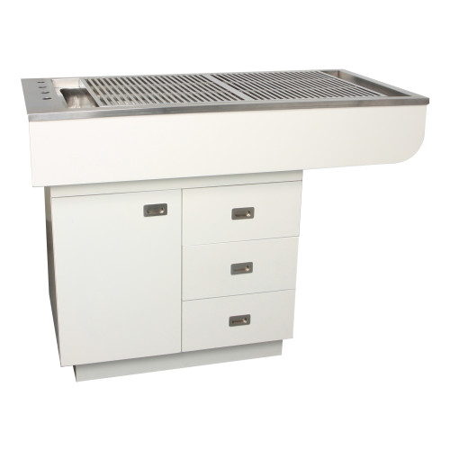 Prep Tub Table Stainless with Storage Right Handed Overhang 140cm