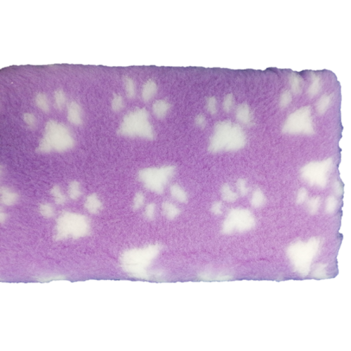 Vet Bedding Violet with White Paw Prints 27" x 27" (Non-slip Backing)