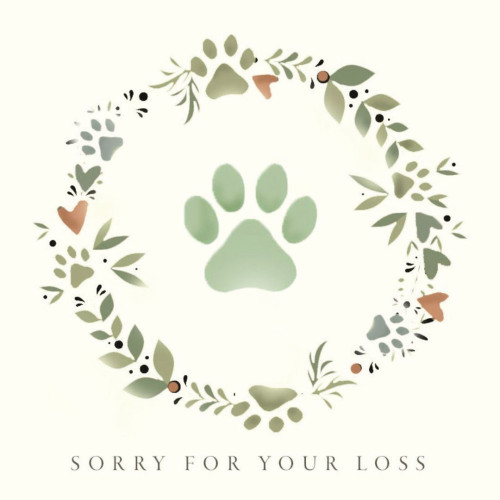 Sorry For Your Loss Wreath Paw Pet Sympathy Card