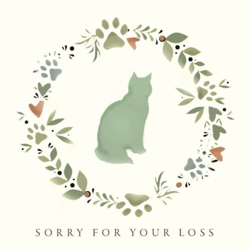 Sorry For Your Loss Cat Wreath Pet Sympathy Card