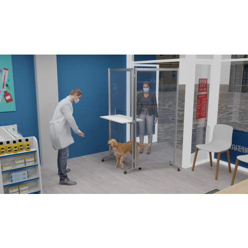 Mobile Acrylic Protective Screen Mobile Vet Booth