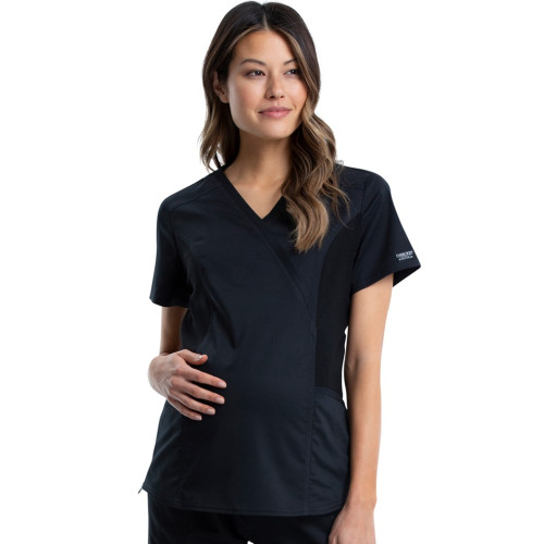 Cherokee Revolution Maternity Mock Wrap Top Black Size XXS