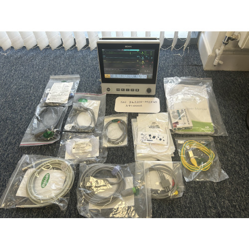 B GRADE - Edan X Series 10 VET Monitor full-touch screen, 3-L ECG, G2 with standard CO2 accessories and battery