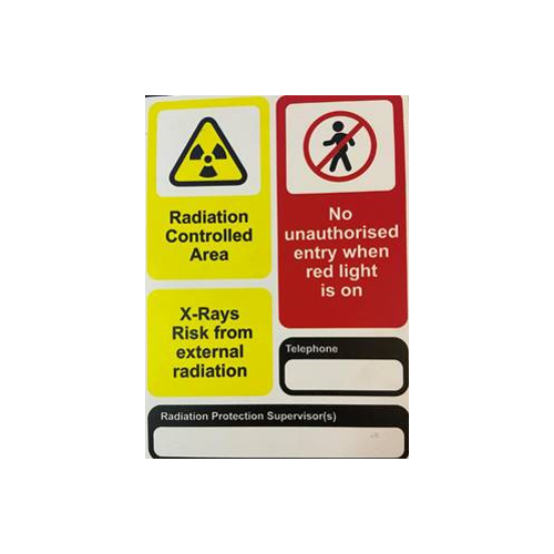 X-Ray Sign - Radiation Controlled Area - No Unauthorised Entry When Red Light Is On