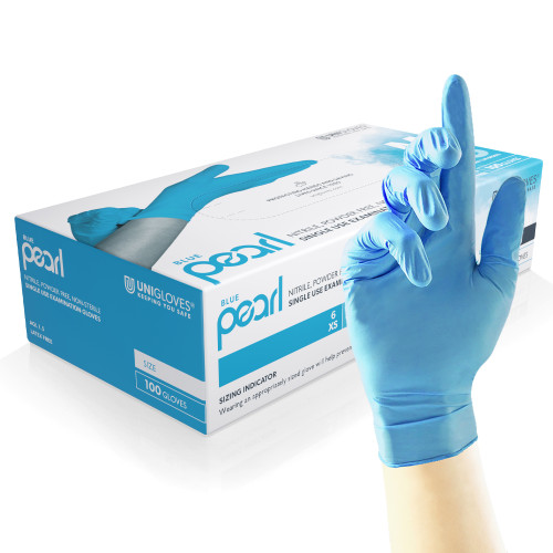 Pearl Nitrile Powder Free Gloves Blue S