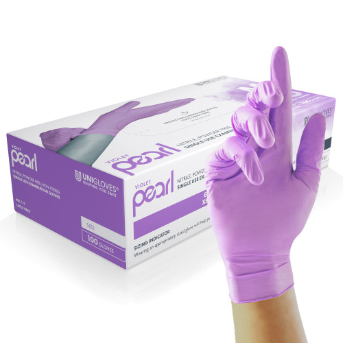 Pearl Nitrile Powder Free Gloves Violet S