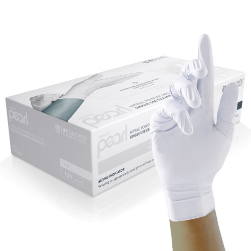 Pearl Nitrile Powder Free Gloves White S