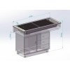 Prep Tub Table Stainless with Storage Right Handed Overhang 140cm