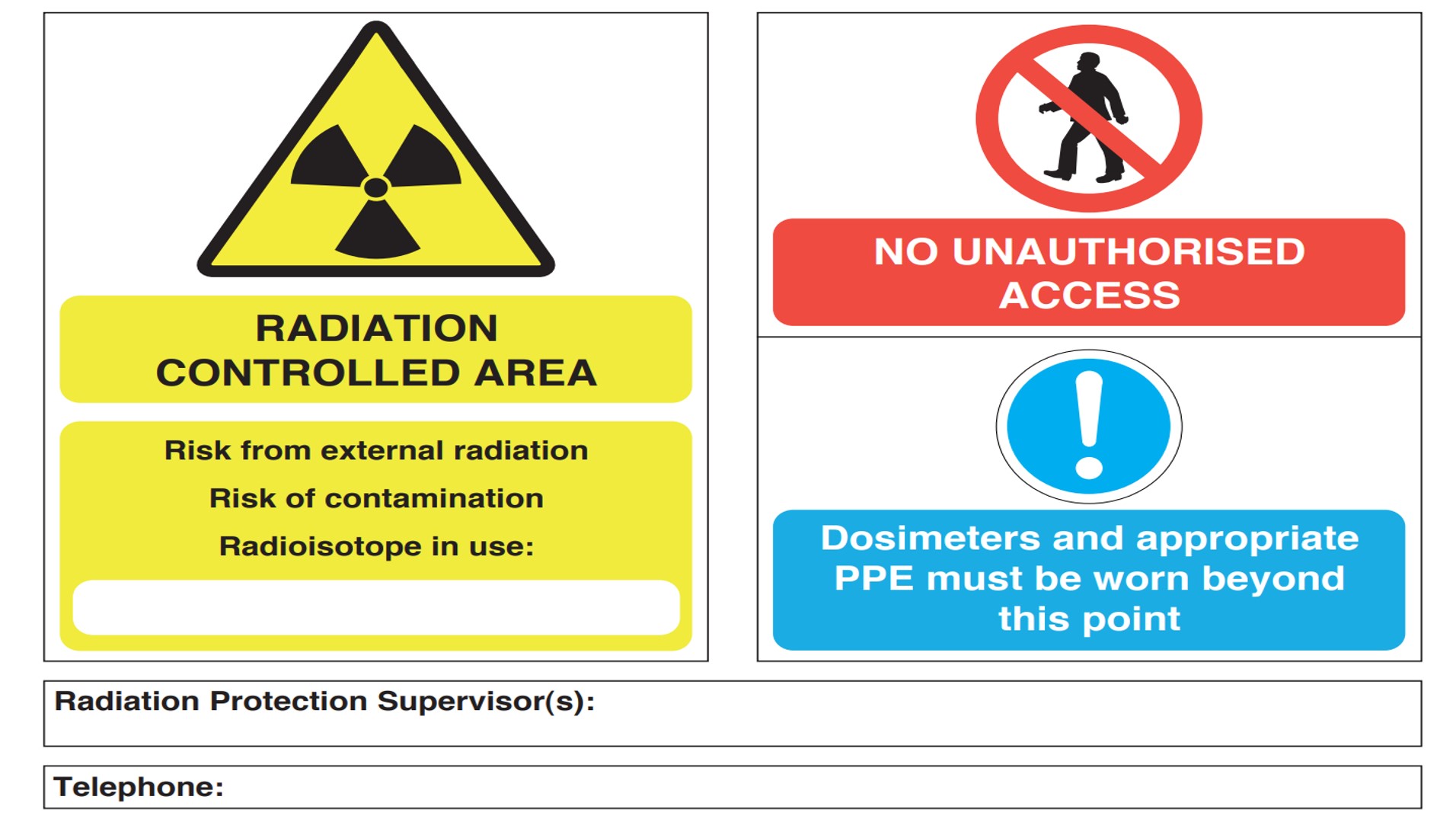 Vet Direct Radiation Controlled Area Sign